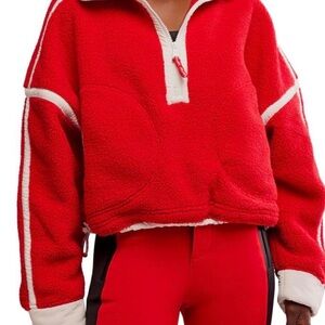 FP Movement by Free People Red and White Half-Zip Pullovers